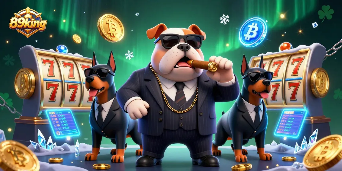 Experience thrilling wins at 89king with animated characters, slot reels, and crypto elements.