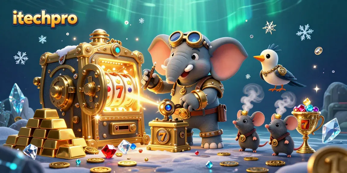 Spin the golden slot machine with itechpro's 3D steampunk elephant in this vibrant gaming art.
