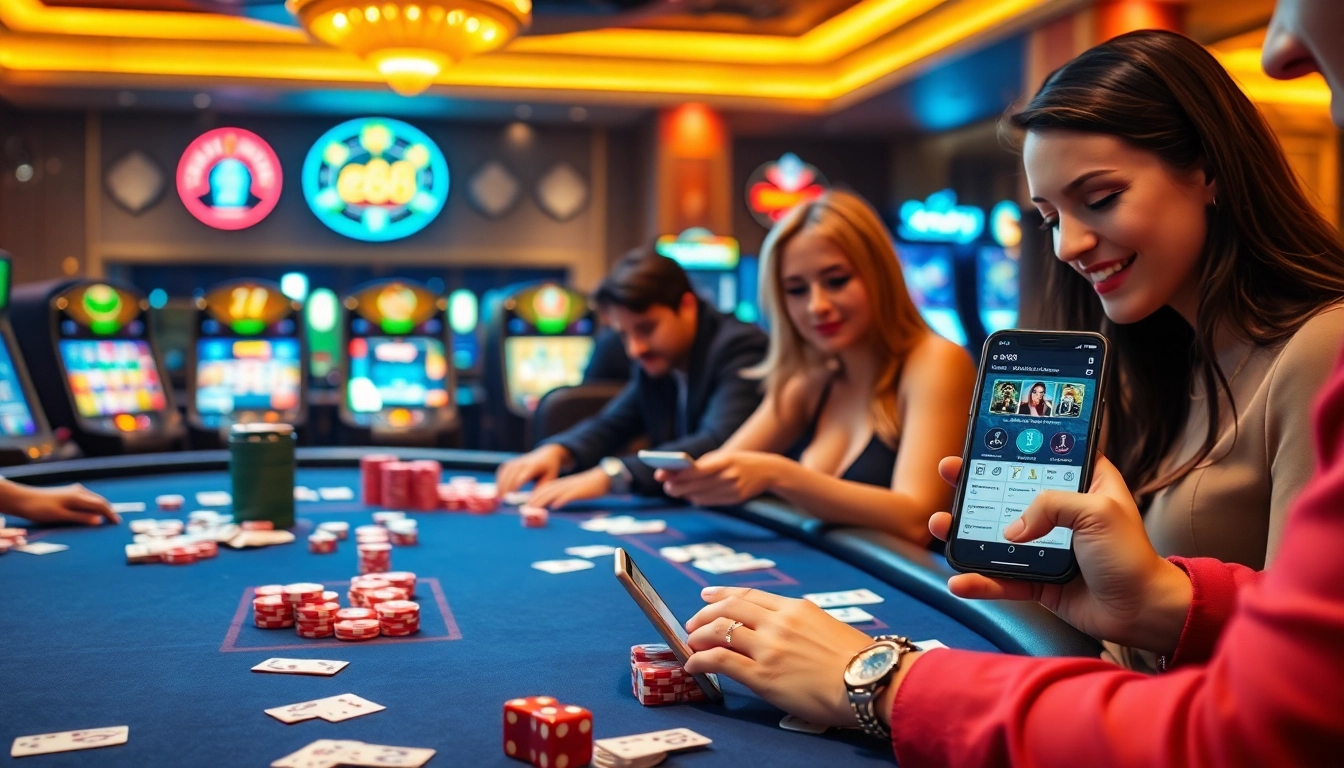 Experience the thrill of the game with ee88 app on a vibrant casino backdrop featuring high-stakes action.