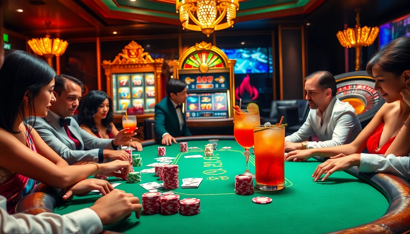 Engaging in high-stakes poker at https://fnew88.com/ with colorful chips and luxurious ambiance.