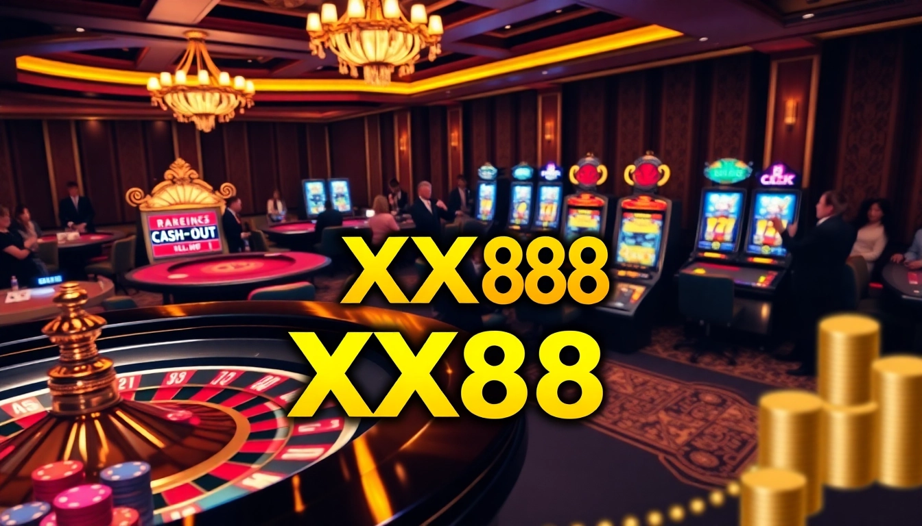 Engage in thrilling online gambling with XX88 58K promotions at luxurious casino tables and vibrant slot machines.