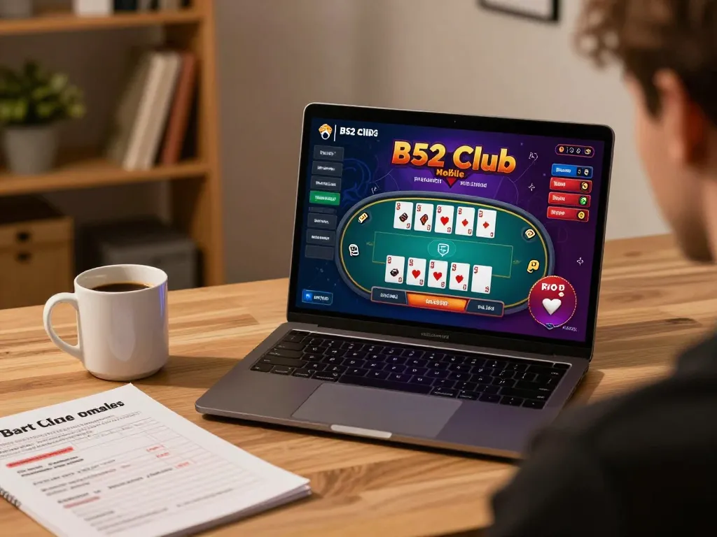B52Club player engaging in online gaming session with strategies at hand.