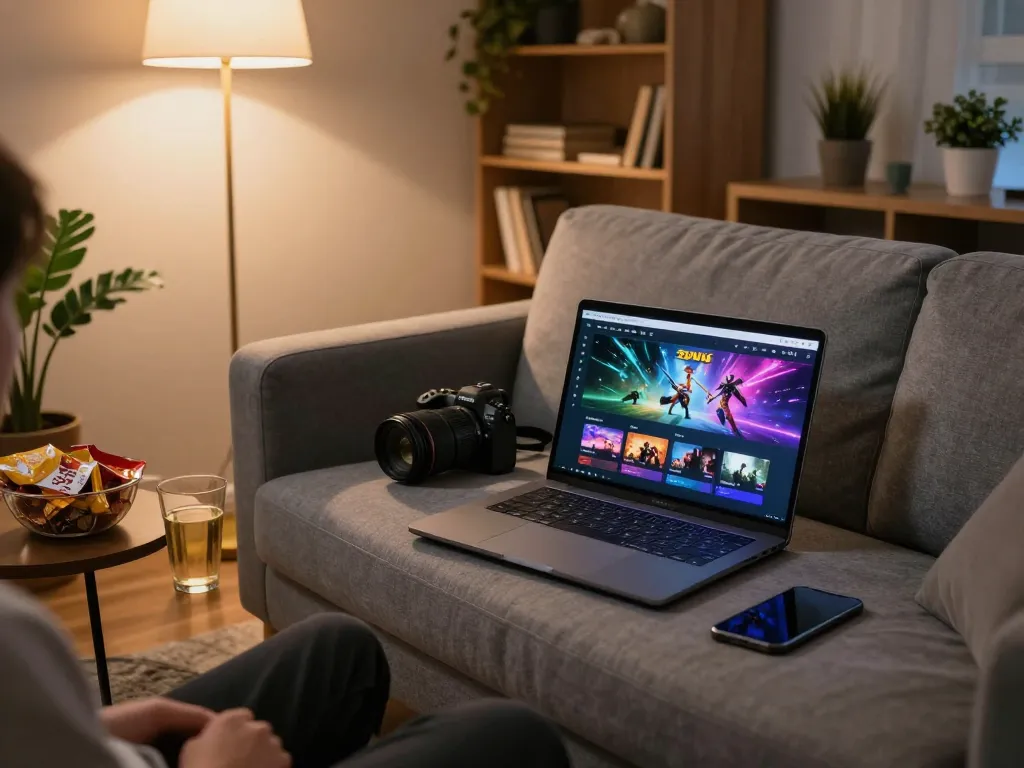 Engaging online gaming scene with 33win interface displayed on laptop, inviting atmosphere for responsible gambling