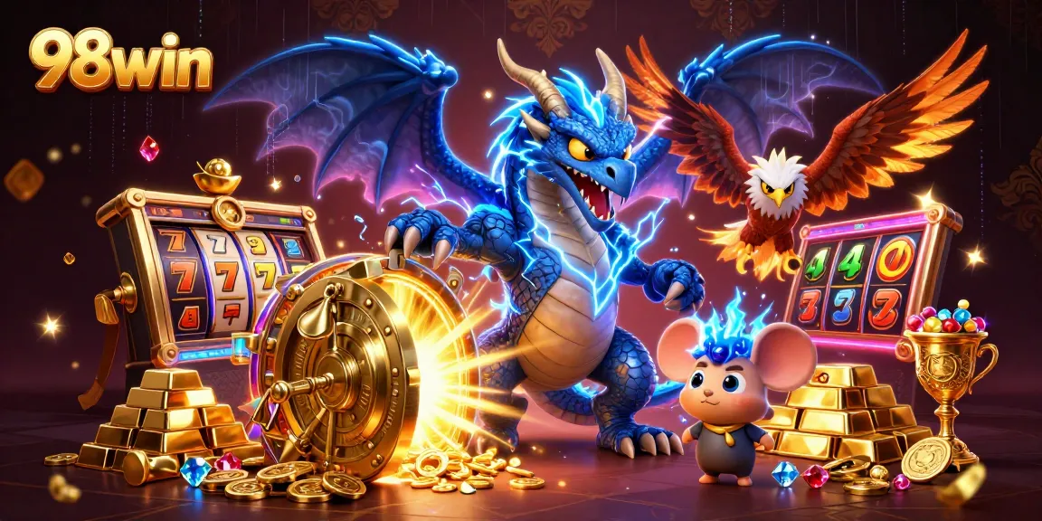 Experience thrilling gameplay with 98win's vibrant casino scene showcasing captivating elements.
