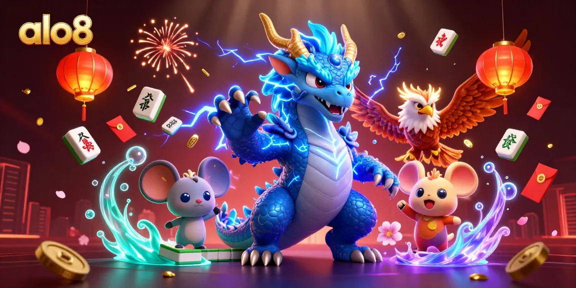 Engage in thrilling gameplay with alo8 as a powerful dragon and lightning elements electrify the scene.