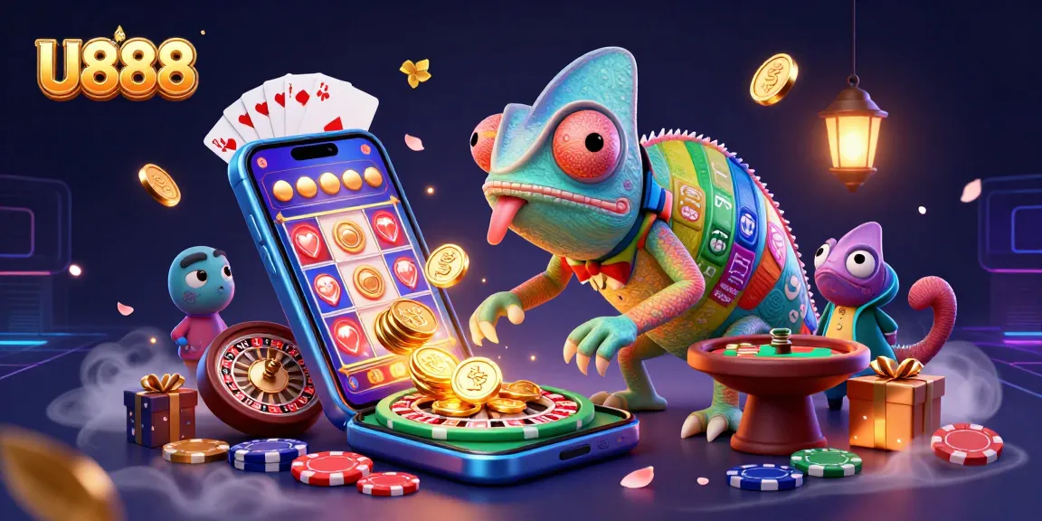 U888 chameleon casino owner collects golden coins while observing thrilling gambling games