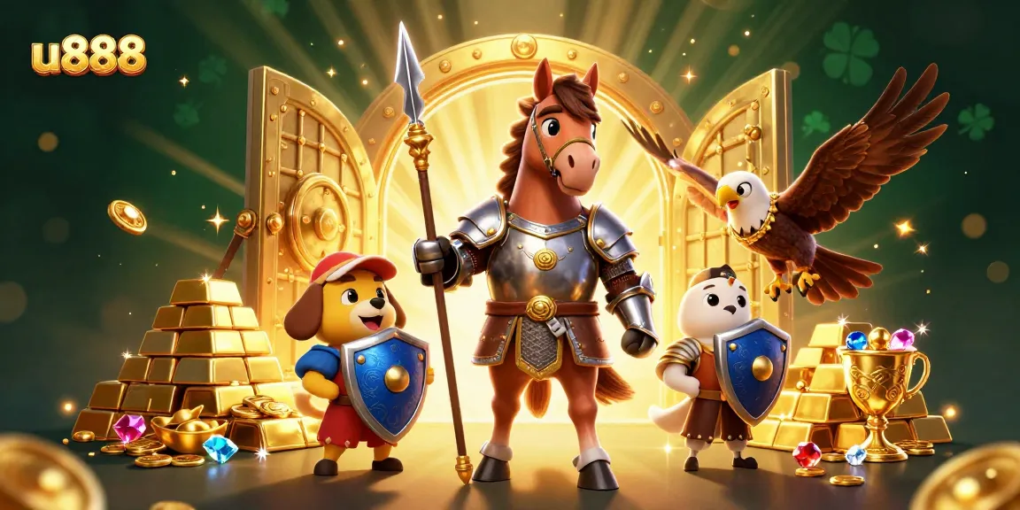 Engage in high-stakes gaming at u888 with a vibrant scene full of treasure and thrilling elements.
