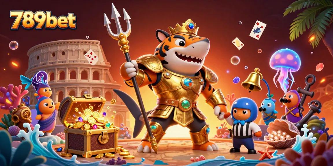 Experience thrilling casino action with 789bet as the heroic shark gladiator dominates the underwater arena.