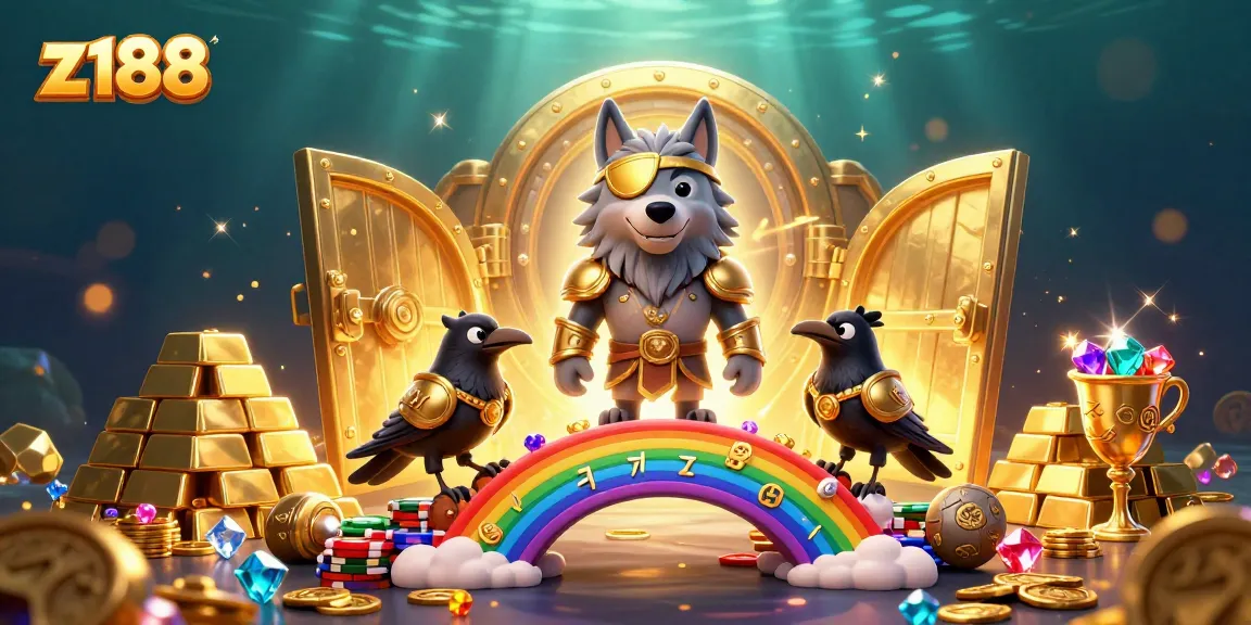 Win big at z188 with this captivating casino-themed 3D illustration featuring Norse mythology elements.