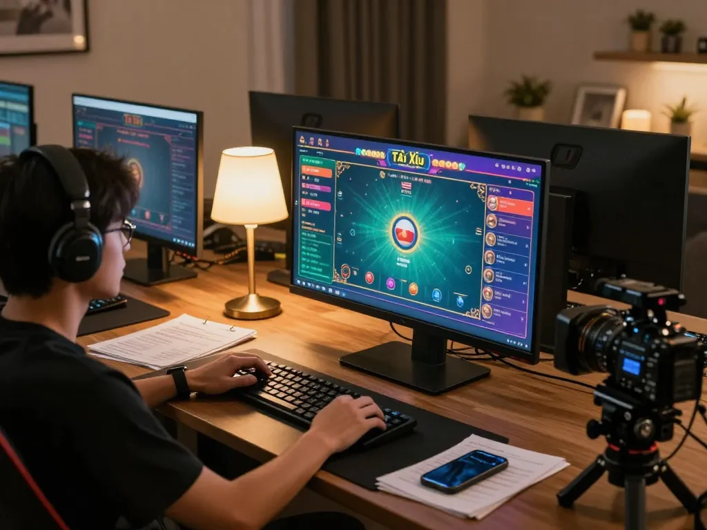 Engaging setup for playing app tài xỉu online uy tín showcasing gaming interface and strategy notes