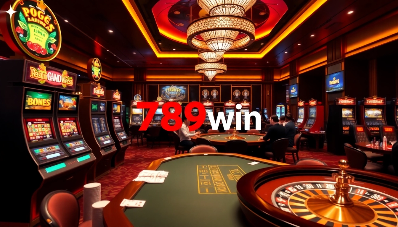 Experience the thrill of gaming at 789win with vibrant slot machines and poker tables.