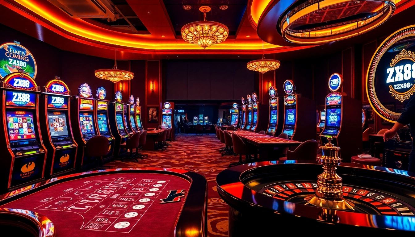 Experience the excitement of ZX88 casino with vibrant slot machines and thrilling poker tables.