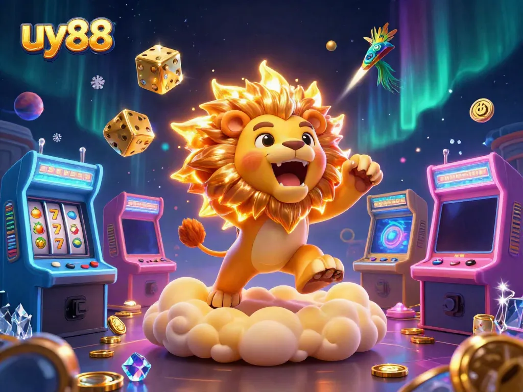Experience excitement with uy88 casino's vibrant gaming landscape filled with lively characters and dynamic elements.