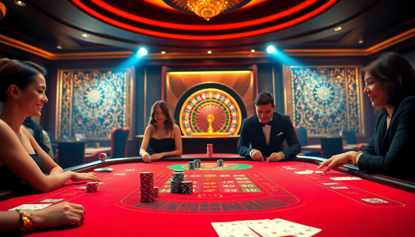 Experience thrilling baccarat gameplay at XX88 with vibrant casino scenes and elegant players.