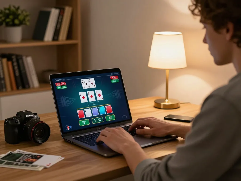 Login Rik88 while enjoying a cozy home gaming experience with a live dealer blackjack setup.