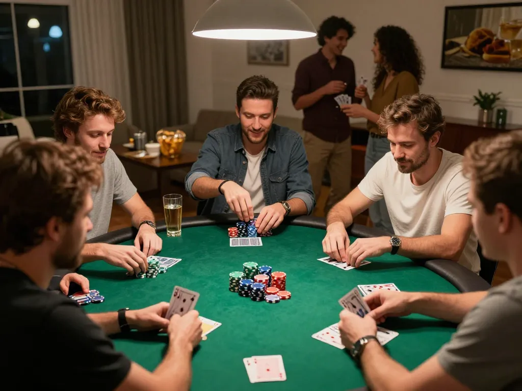 Engaged players strategizing in a thrilling bl555 poker game at a friendly gathering.