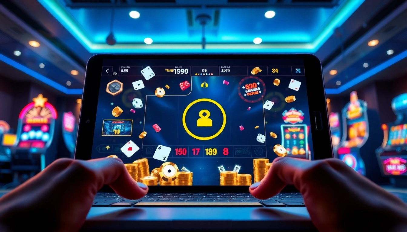 Interactive online gambling experience on https://onew88.com/ featuring vibrant game icons.