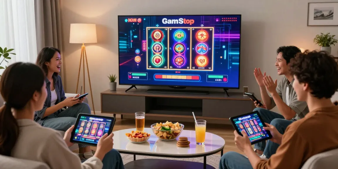 Engaged players enjoying an exciting session at non gamstop casinos with vibrant games displayed on a large screen.