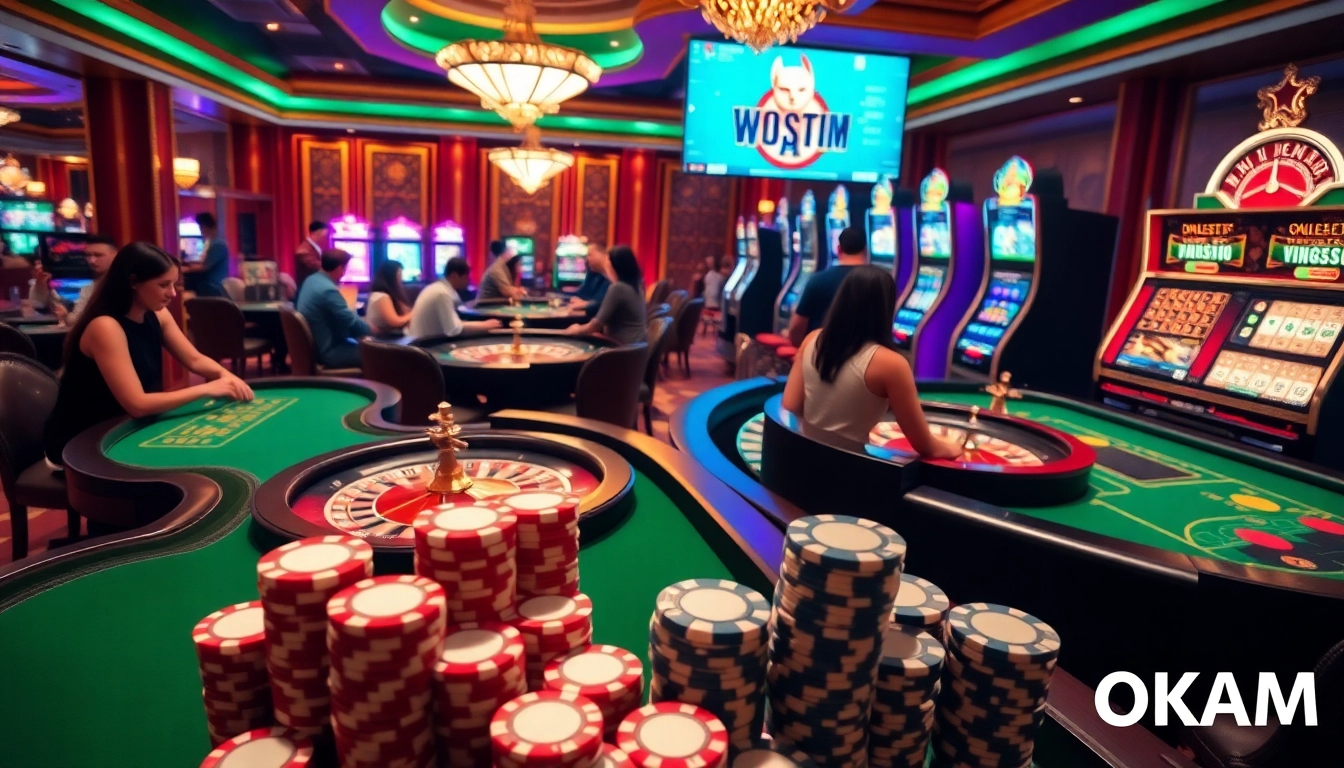 Experience the excitement at OKATM with players engaged in thrilling casino games.
