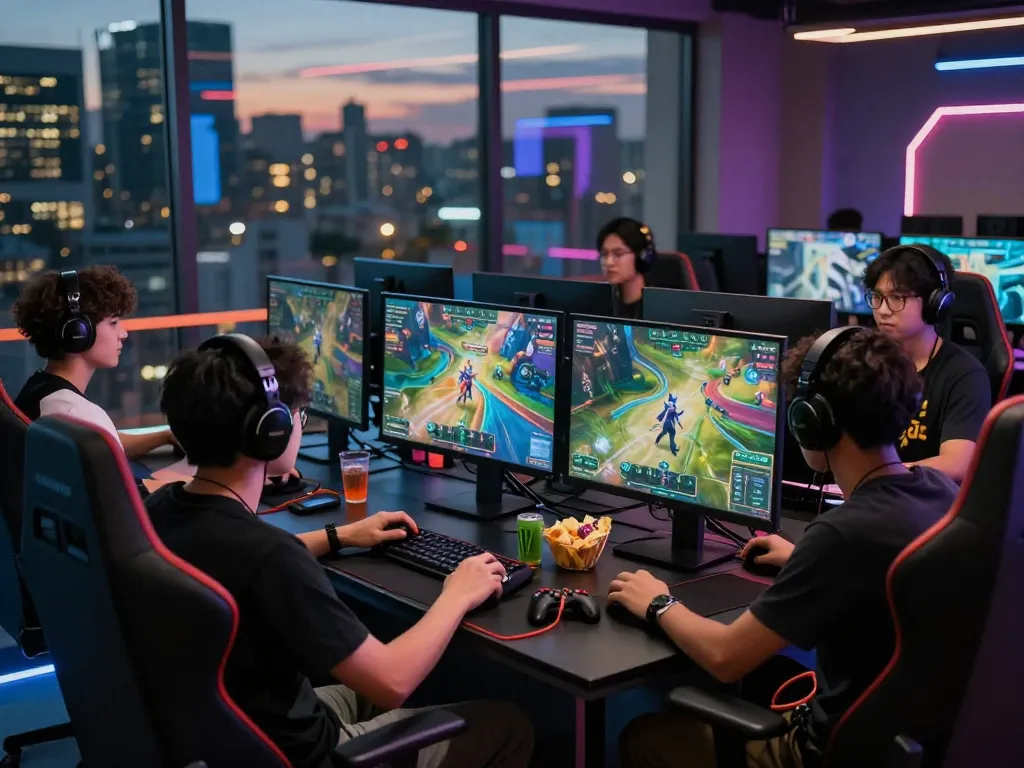 Exciting online gaming session showcasing bomwin strategy games, diverse players in immersive environment.