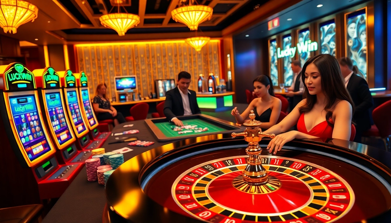 Players enjoying a thrilling game at LuckyWin's luxurious online casino.