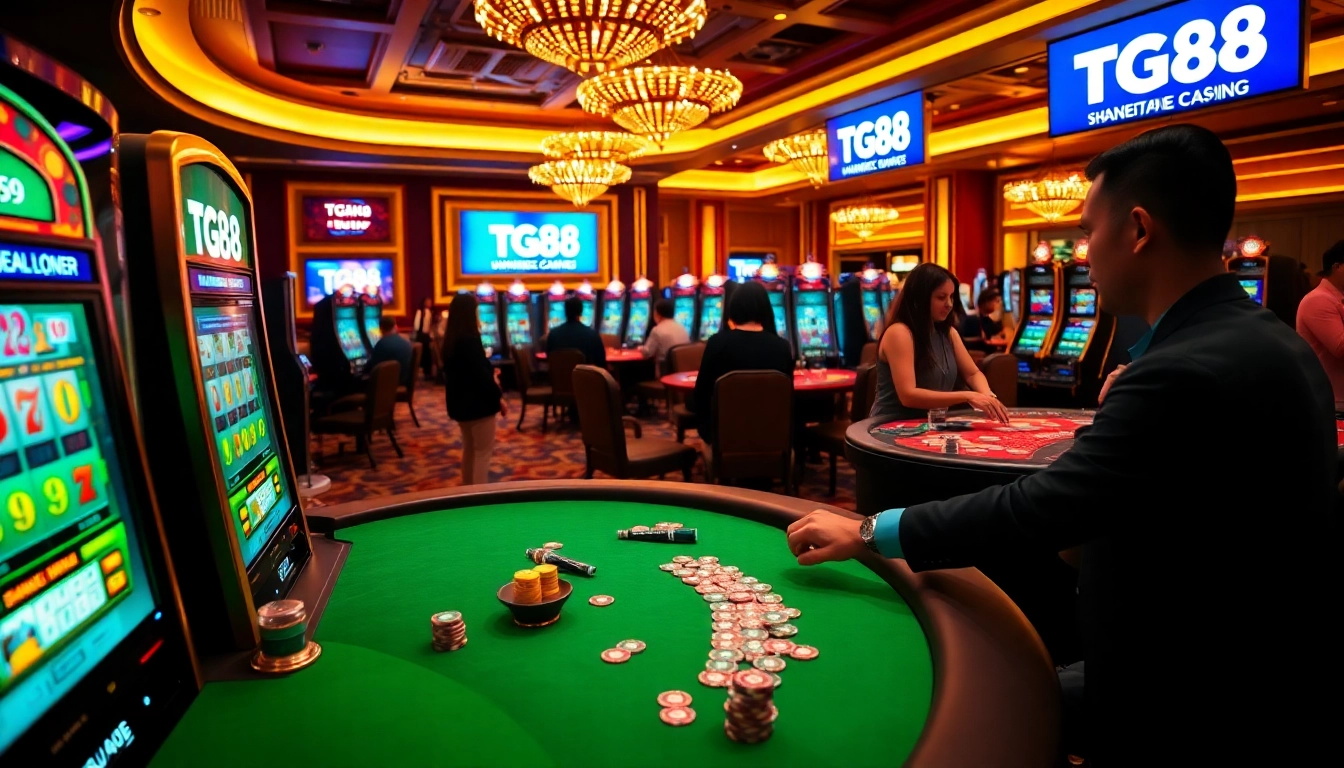 Gambler enjoying a thrilling slot game experience at TG88 Casino.