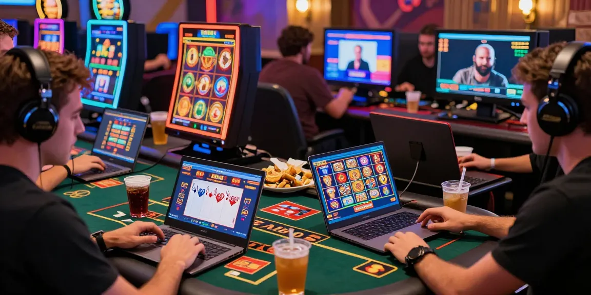 Exciting gameplay at casinos that accept credit cards with players enjoying slots and card games in a lively environment.