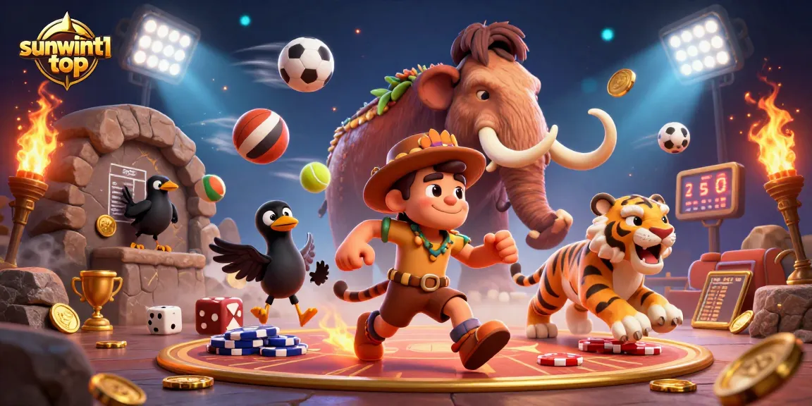 Bet on thrilling games with sunwint1 top at a lively prehistoric casino featuring action-packed 3D illustrations.