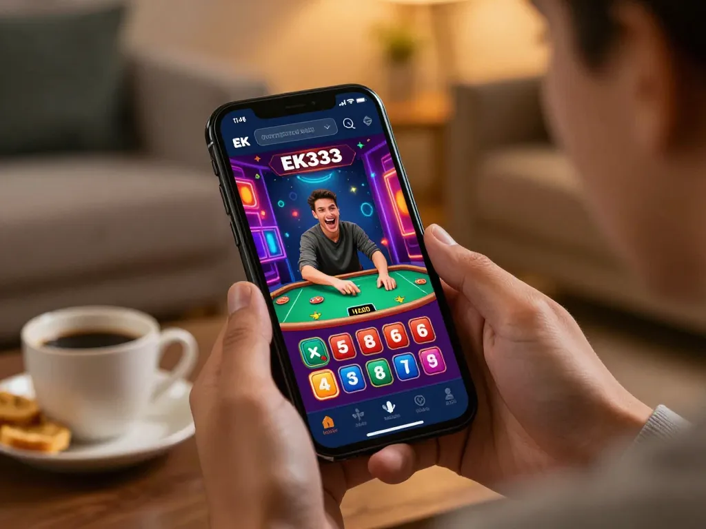 EK333 mobile app interface showcasing exciting live dealer gameplay for online casino enthusiasts.