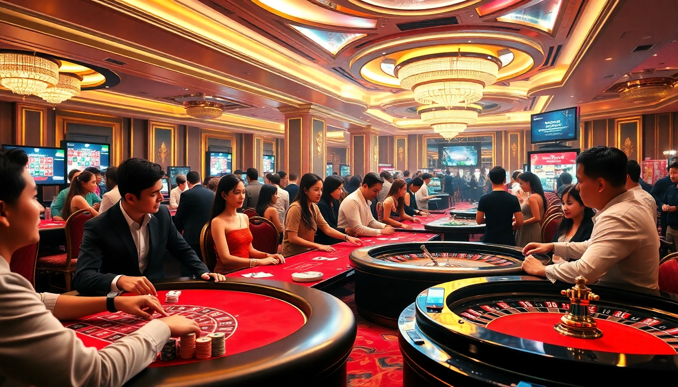 Experience the vibrant atmosphere of gambling at https://nk88zz.bio/ with players engaging in various casino games.