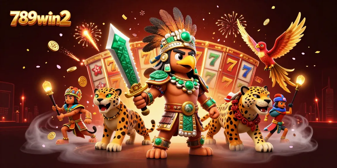 Experience thrilling gameplay with 789win2's vibrant slot reels and dynamic Aztec warriors.