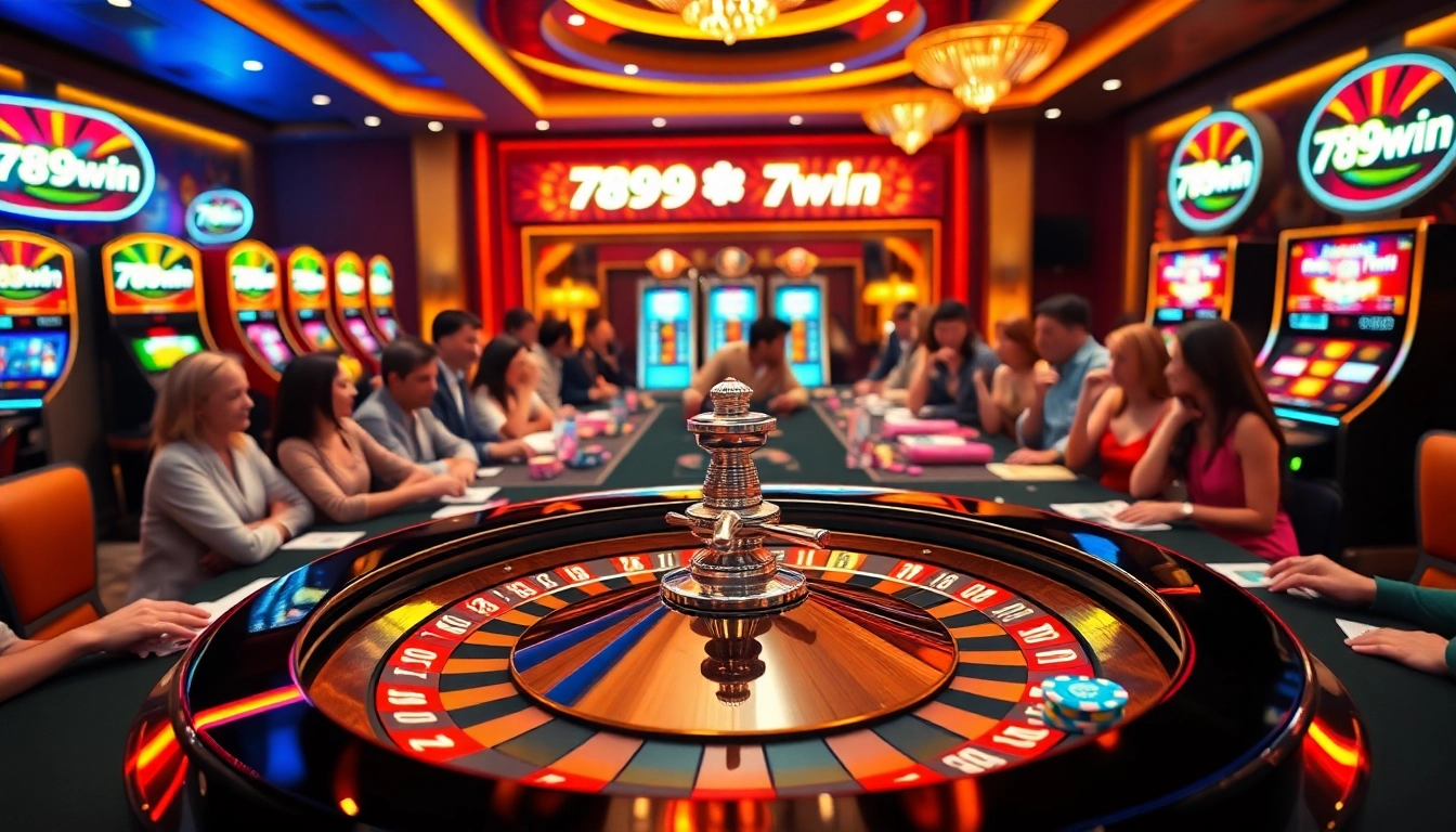 Experience the excitement of 789win at a vibrant casino table with roulette and poker chips.