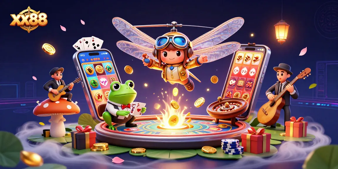 Engage in exciting gameplay at xx88 featuring a dynamic casino scene with vibrant game elements.