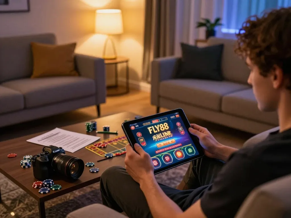 Engaging in thrilling online gaming on the trang chủ fly88 platform from a cozy home setup.