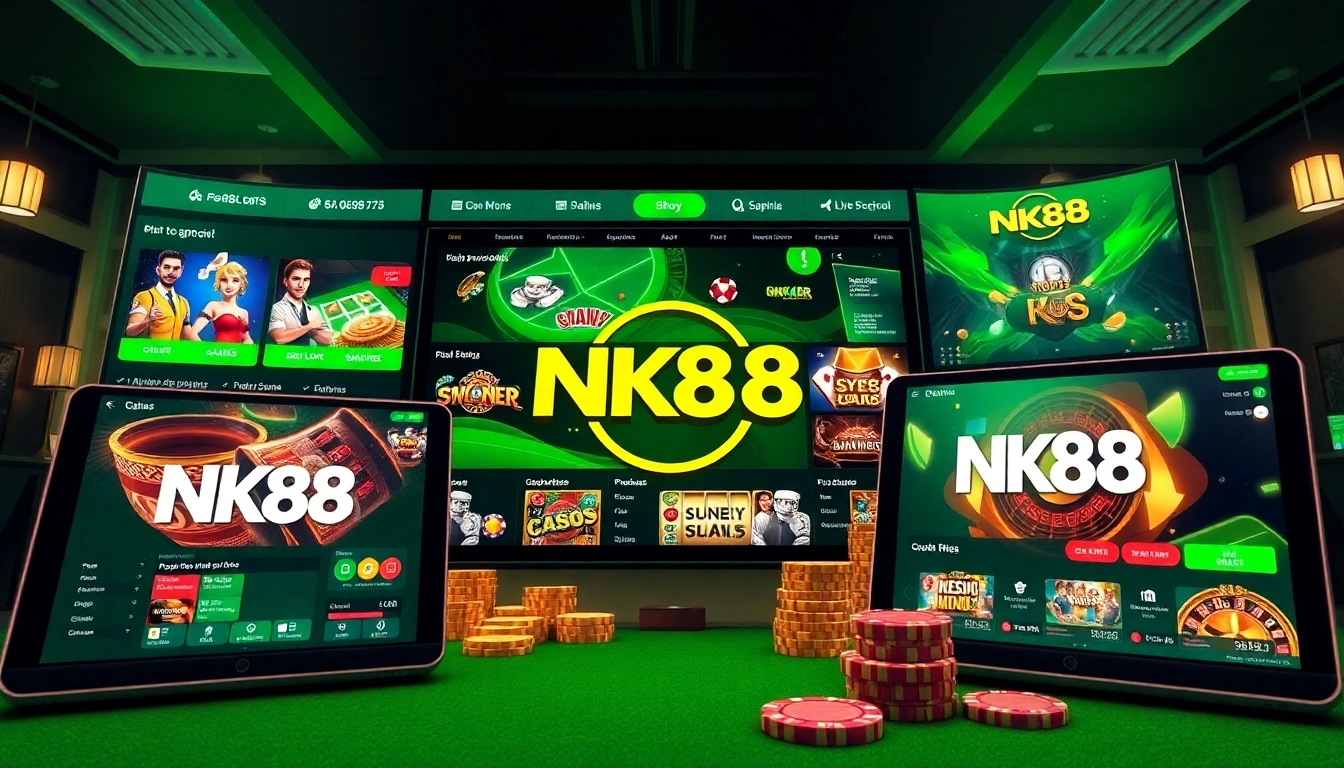 NK88 com online gambling interface showcasing diverse gaming options and user-friendly design