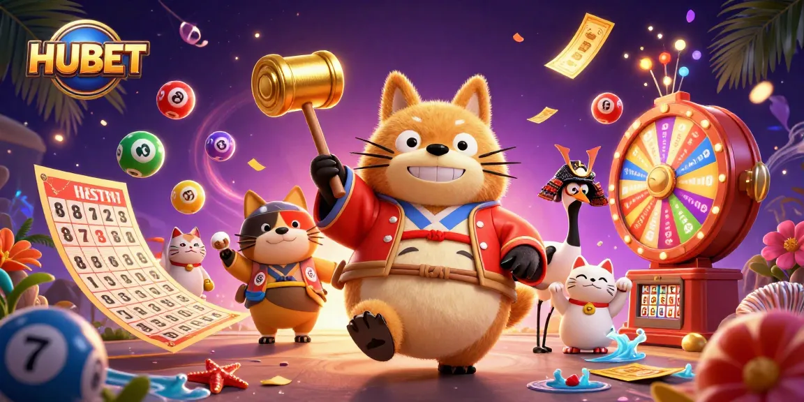 Engage with HUBET’s vibrant entertainment through colorful lottery games and cheerful characters.