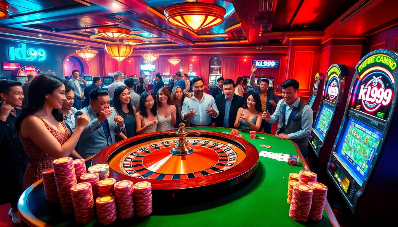 Players engaging at an exciting kl99 gaming table in a luxurious casino atmosphere.