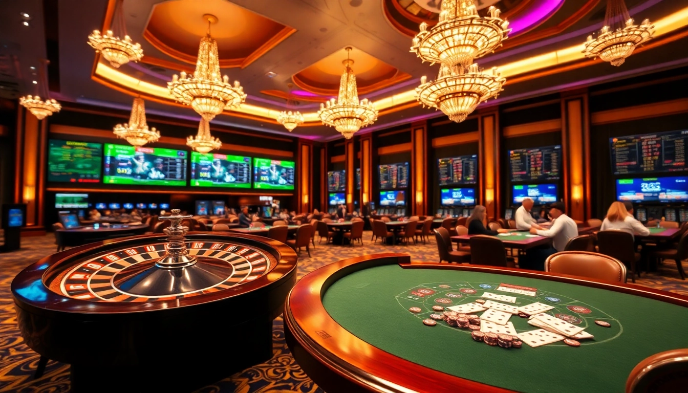 Engaged players at GO8 poker table in a vibrant casino atmosphere.