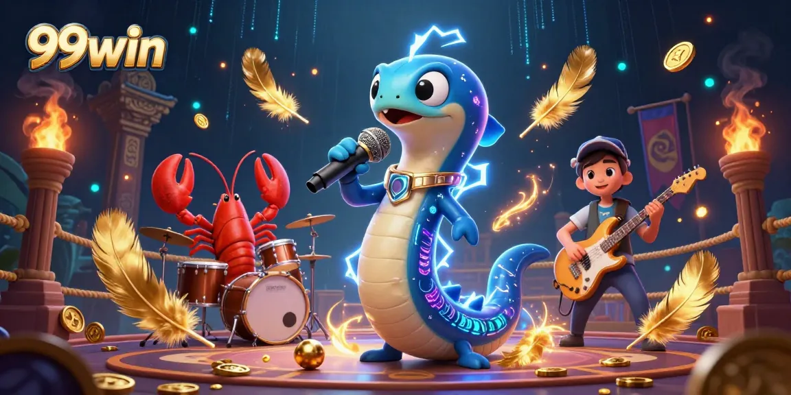 Engage with the electrifying performance of the 99win DJ electric eel at the underwater casino stage.