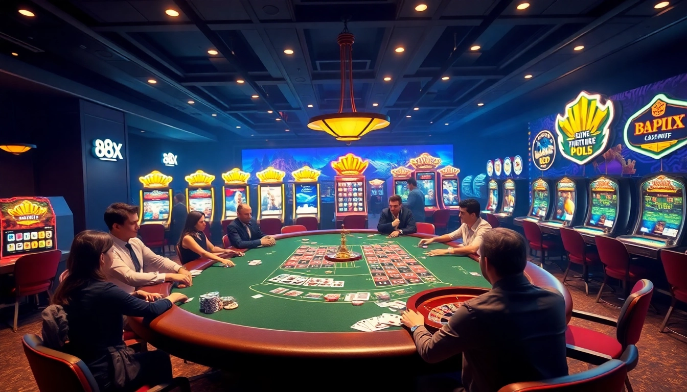 Gamblers enjoying intense poker action at the 88XX online casino table.