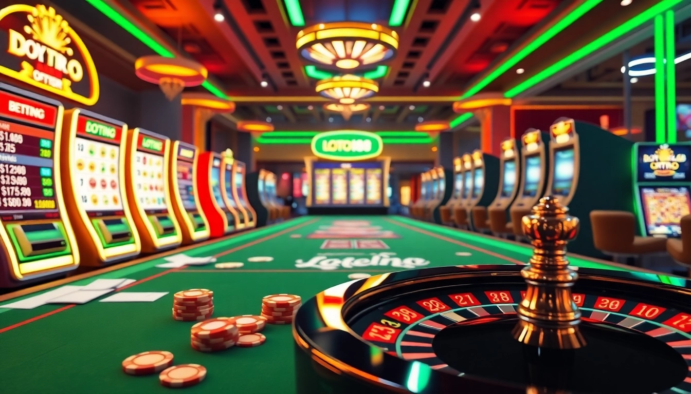 Loto188 online gambling interface showcasing vibrant lottery options, slot machines, and more.