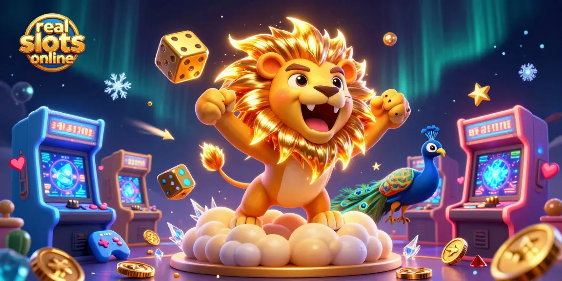 Engage in exciting real slots online gameplay with a vibrant 3D casino illustration showcasing characters and gaming elements.