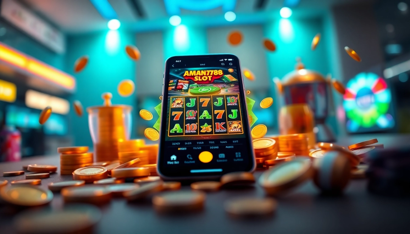 Explore AMAN788's slot game interface with vibrant symbols and jackpots.