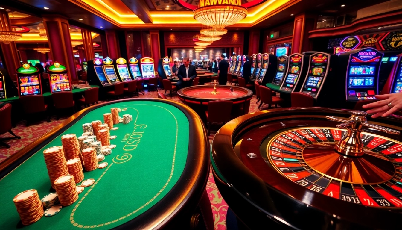 Playing thrilling games at ww88, featuring vibrant casino tables and colorful poker chips.