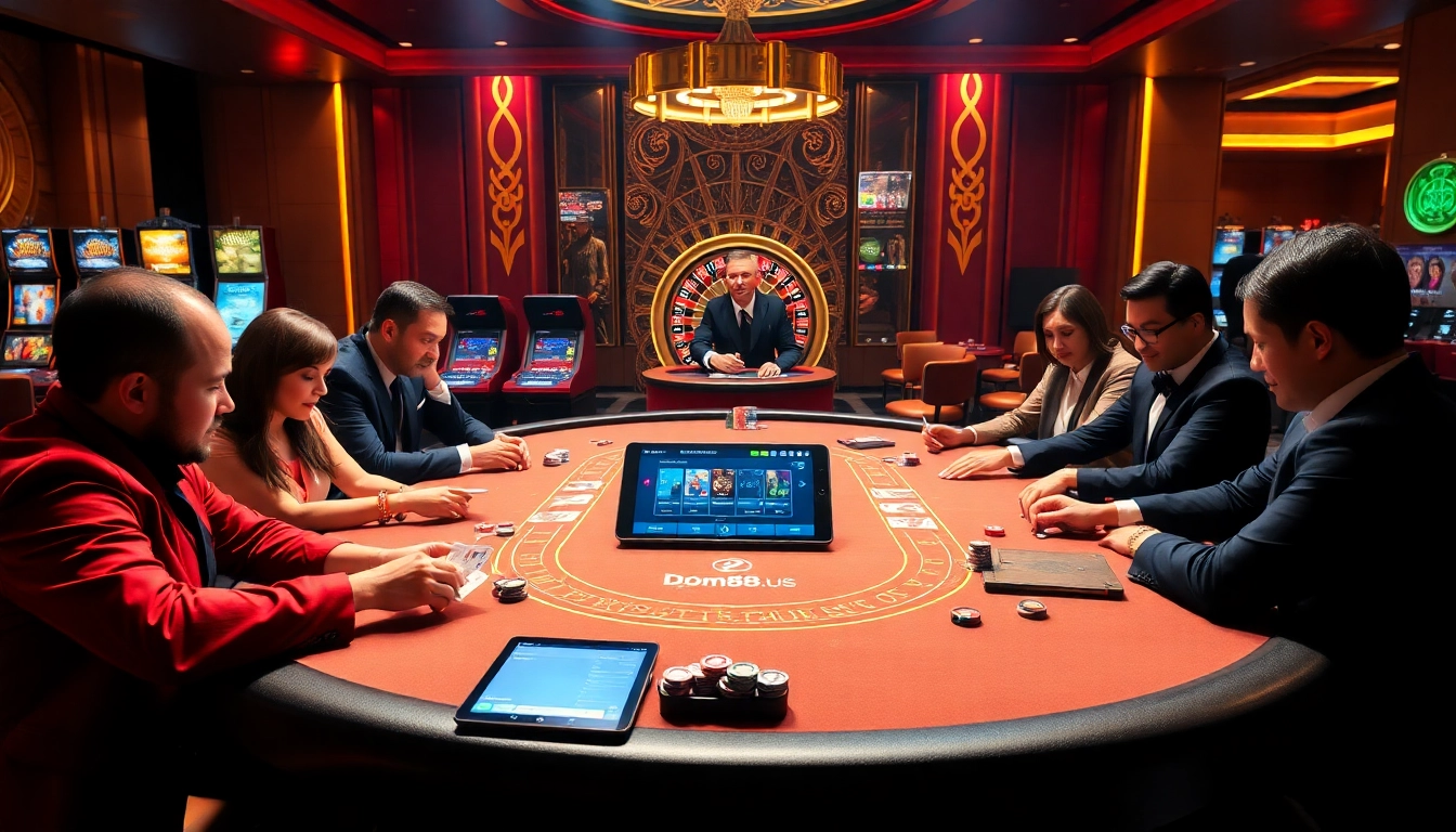 Experience high-stakes excitement at dom88.us.com with vibrant casino games and elegant poker tables.
