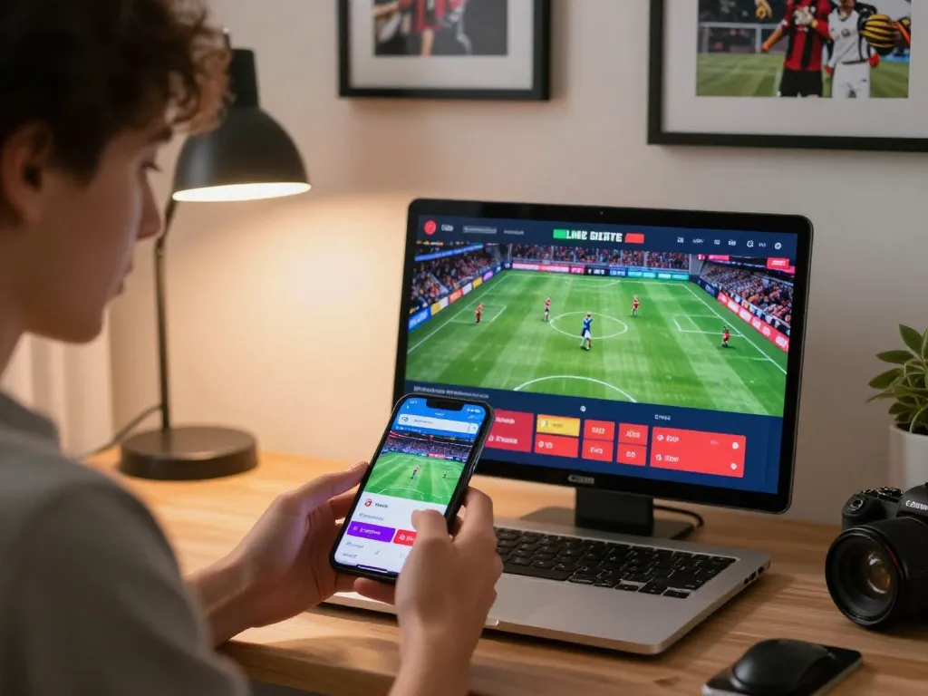 Actively placing bets on an engaging sports betting app at https://mm88.reisen/ with a smartphone in a stylish home setting.