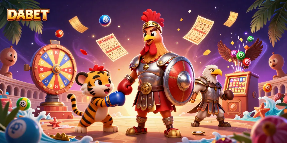 DABET engages players with a 3D illustration showing a vibrant casino scene filled with golden prizes and dynamic game elements.