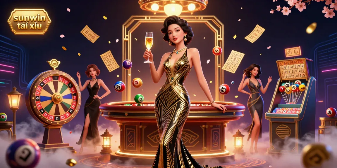Win big with sunwin tài xỉu in a vibrant casino scene depicting thrilling game elements and an elegant ambiance.