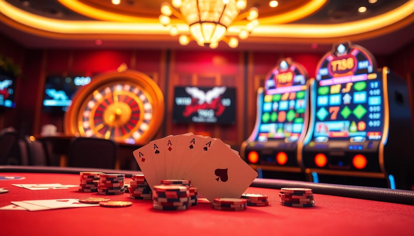 Experience the thrill of TT88 with luxurious casino games, poker tables, and vibrant slot machines.