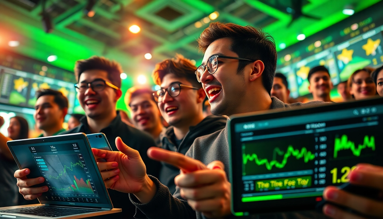 Tylekeo88 betting scene with fans engaging in online football betting.